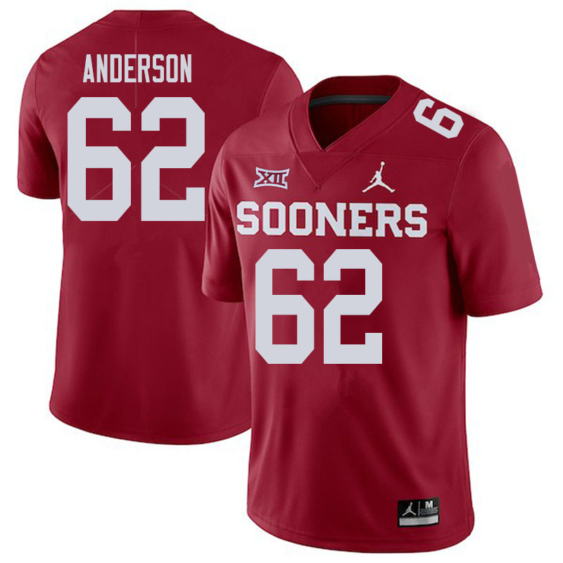 Men #62 Nate Anderson Oklahoma Sooners College Football Jerseys Sale-Crimson